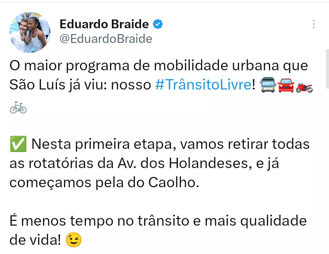 Programa de mobilidade urbana de Braide é questionado em artigo