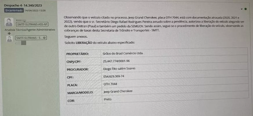 Secretário da SMTT é denunciado por liberar Jeep Cherokee de empresário com três anos de IPVA atrasado 