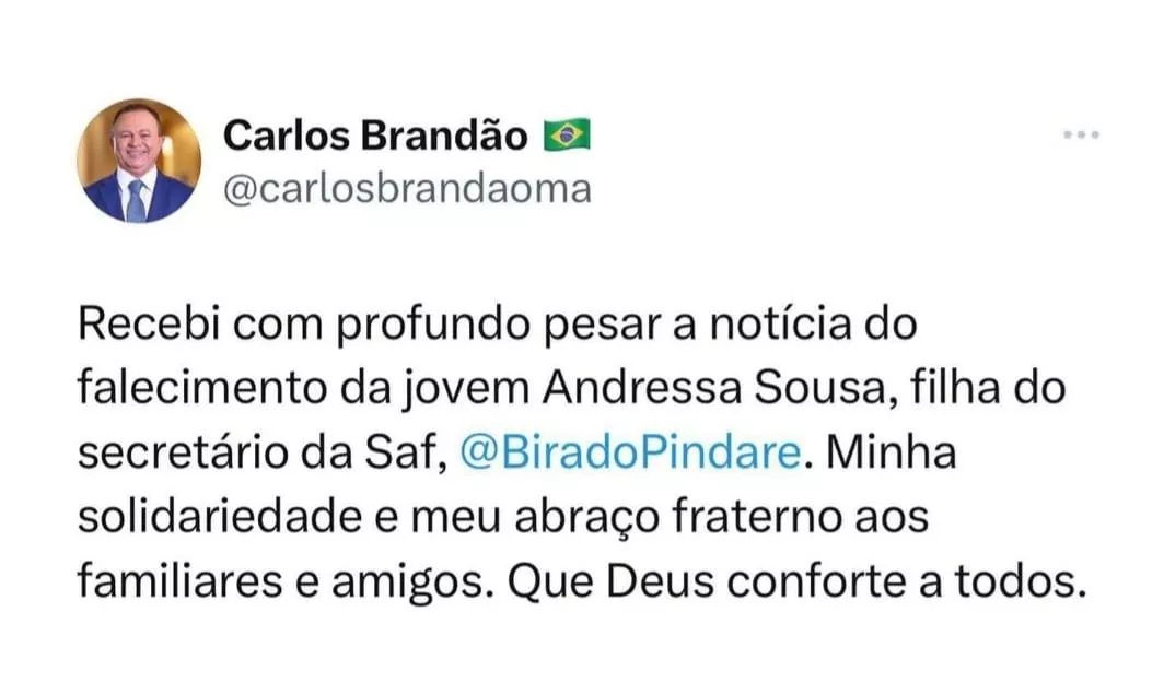 Parlamentares maranhenses lamentam morte da filha do ex-deputado Bira do Pindaré