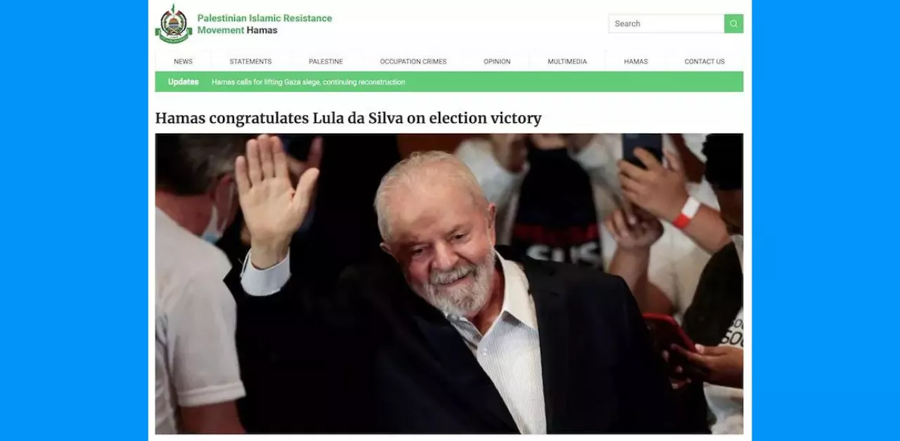 Site omite verdade sobre simpatia de Hamas a Lula