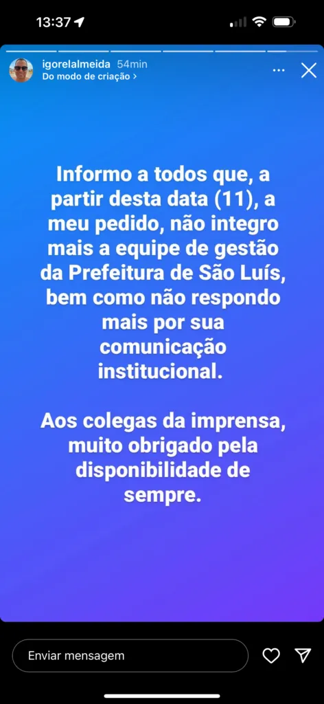 Bugou! Secretário de Braide pede pra sair