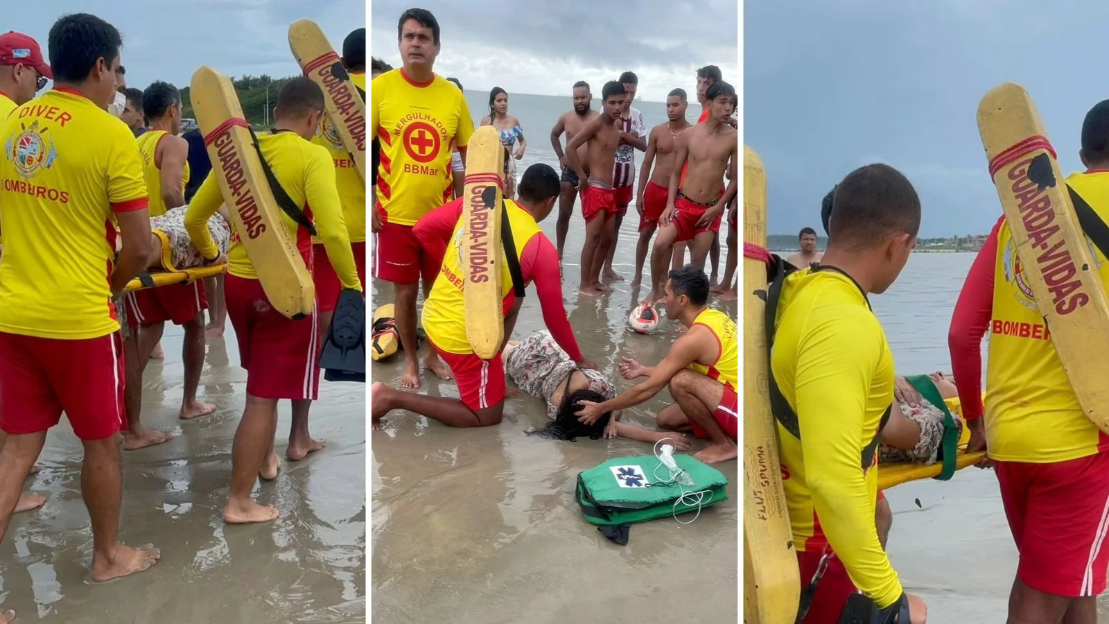 Corpo de Bombeiros resgata cinco adolescentes de afogamento na praia do Calhau, em São Luís