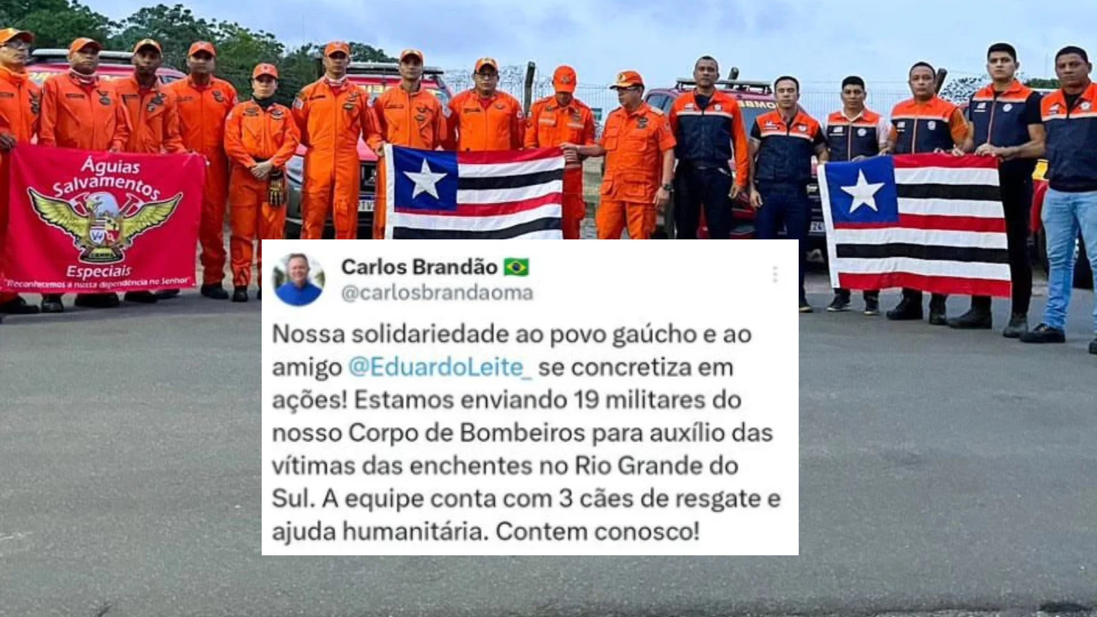 Bombeiros do Maranhão viajam ao RS para ajudar vítimas das chuvas