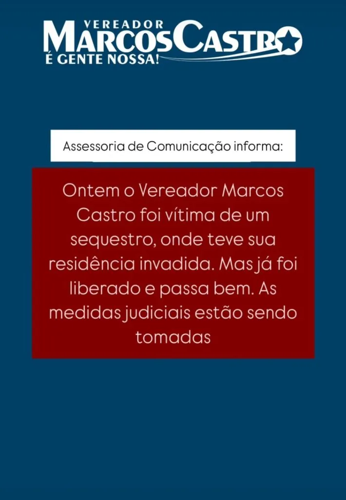 Vereador de São Luís é vítima de sequestro